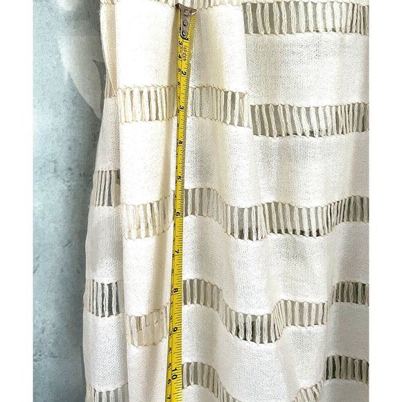 Bohemian Semi-Sheer Lacy Long Scarf Shawl Wrap Fringe Ivory Off-White - Picture 13 of 14